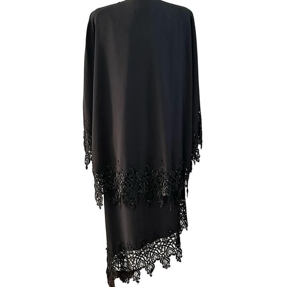 TINA DI MARTINA Black 2-piece Dress Jacket Crochet Lace Rhinestones Asymmetric - Picture 5 of 7